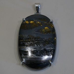 Sterling Silver (.925) Handmade Tiger Iron Pendant